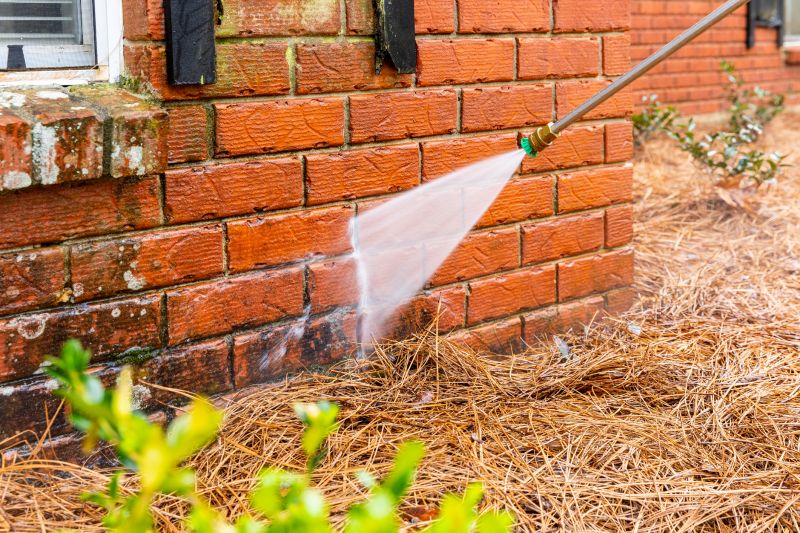 Powerwashing of a Brick Wall