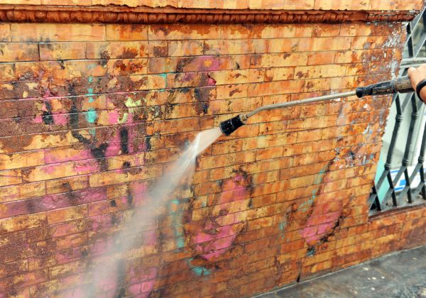 Brick Graffiti Cleaning in Cedar Falls